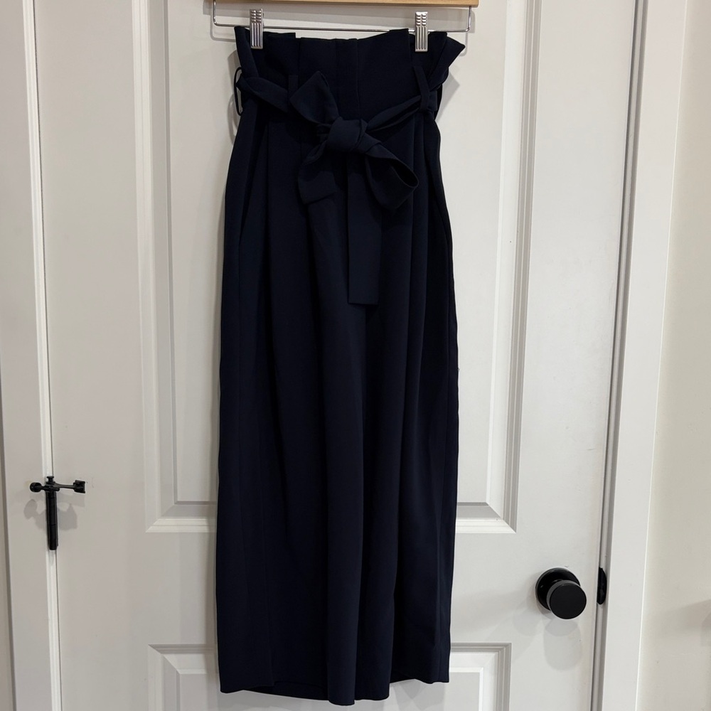COS Dark Blue Wide Trousers Belted